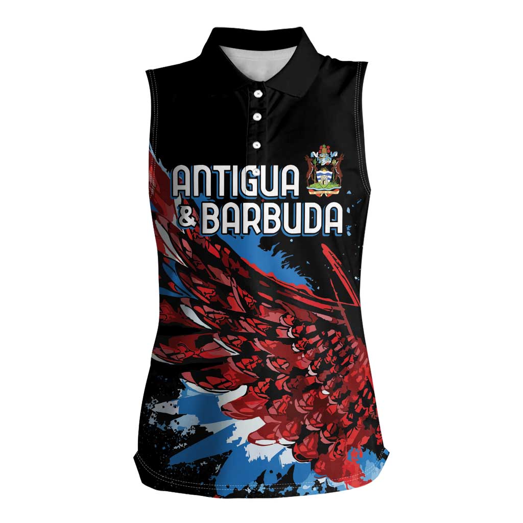 Antigua and Barbuda Cricket Custom Women Sleeveless Polo Shirt Falcons Wings - Take Off - Wonder Print Shop