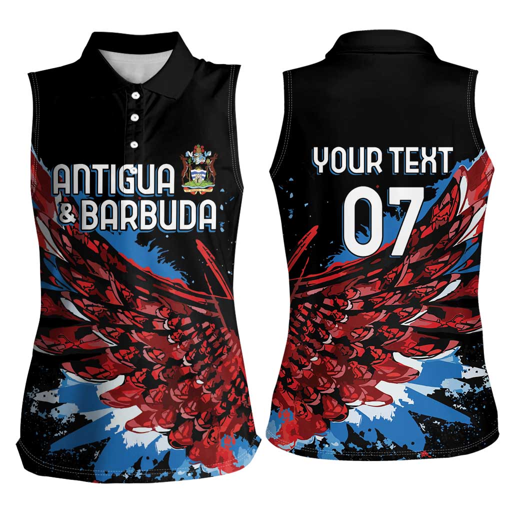 Antigua and Barbuda Cricket Custom Women Sleeveless Polo Shirt Falcons Wings - Take Off - Wonder Print Shop