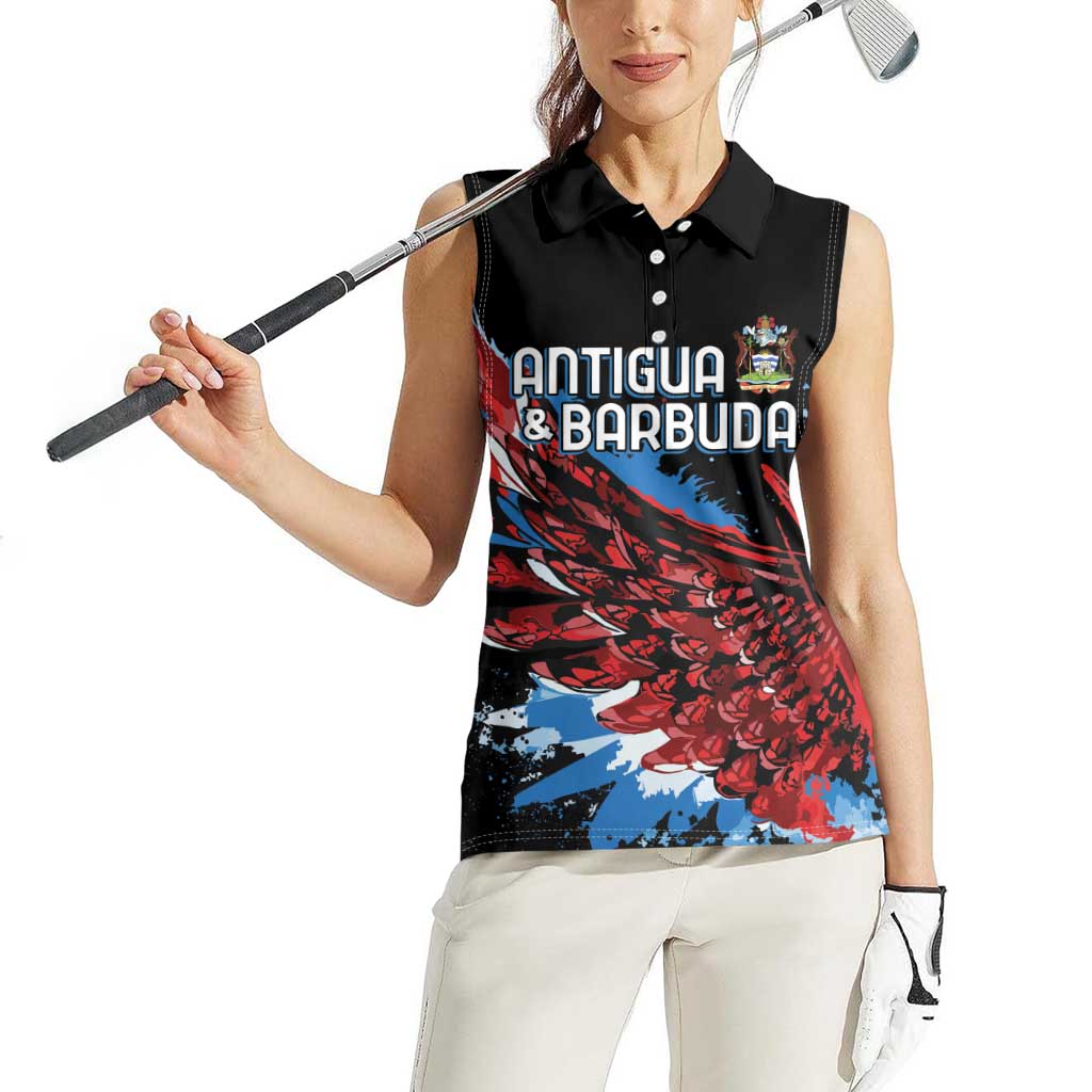 Antigua and Barbuda Cricket Custom Women Sleeveless Polo Shirt Falcons Wings - Take Off - Wonder Print Shop