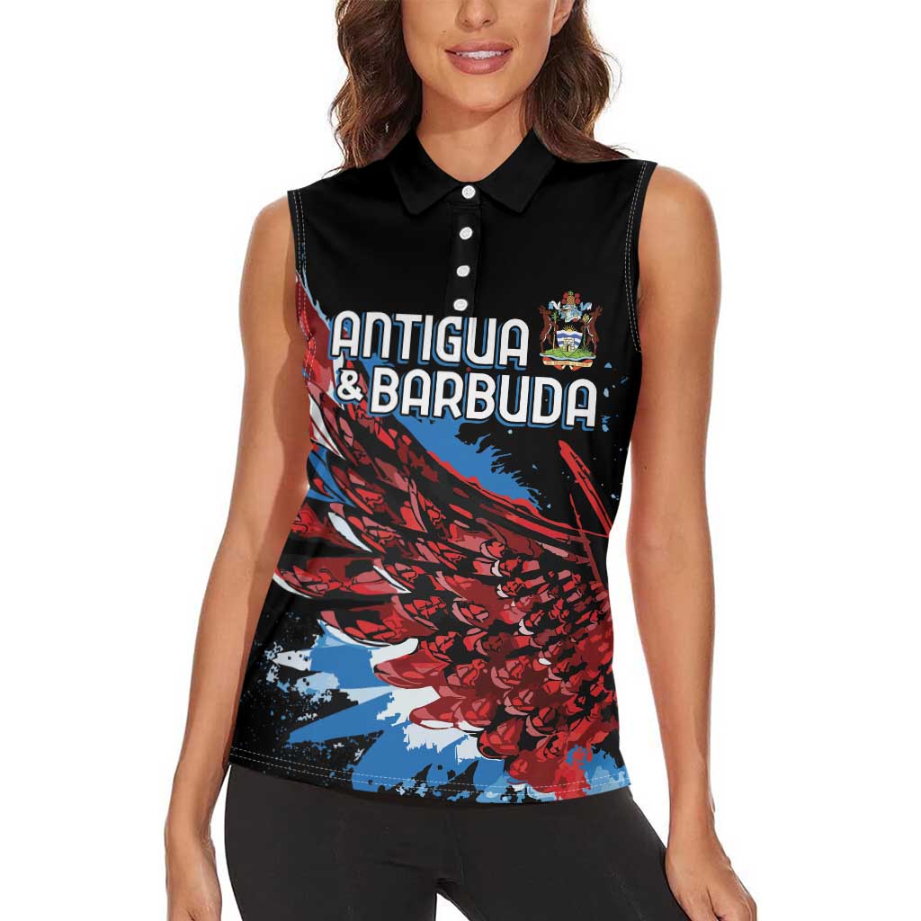 Antigua and Barbuda Cricket Custom Women Sleeveless Polo Shirt Falcons Wings - Take Off - Wonder Print Shop