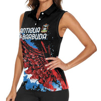 Antigua and Barbuda Cricket Custom Women Sleeveless Polo Shirt Falcons Wings - Take Off - Wonder Print Shop