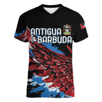Antigua and Barbuda Cricket Custom Women V-Neck T-Shirt Falcons Wings - Take Off - Wonder Print Shop