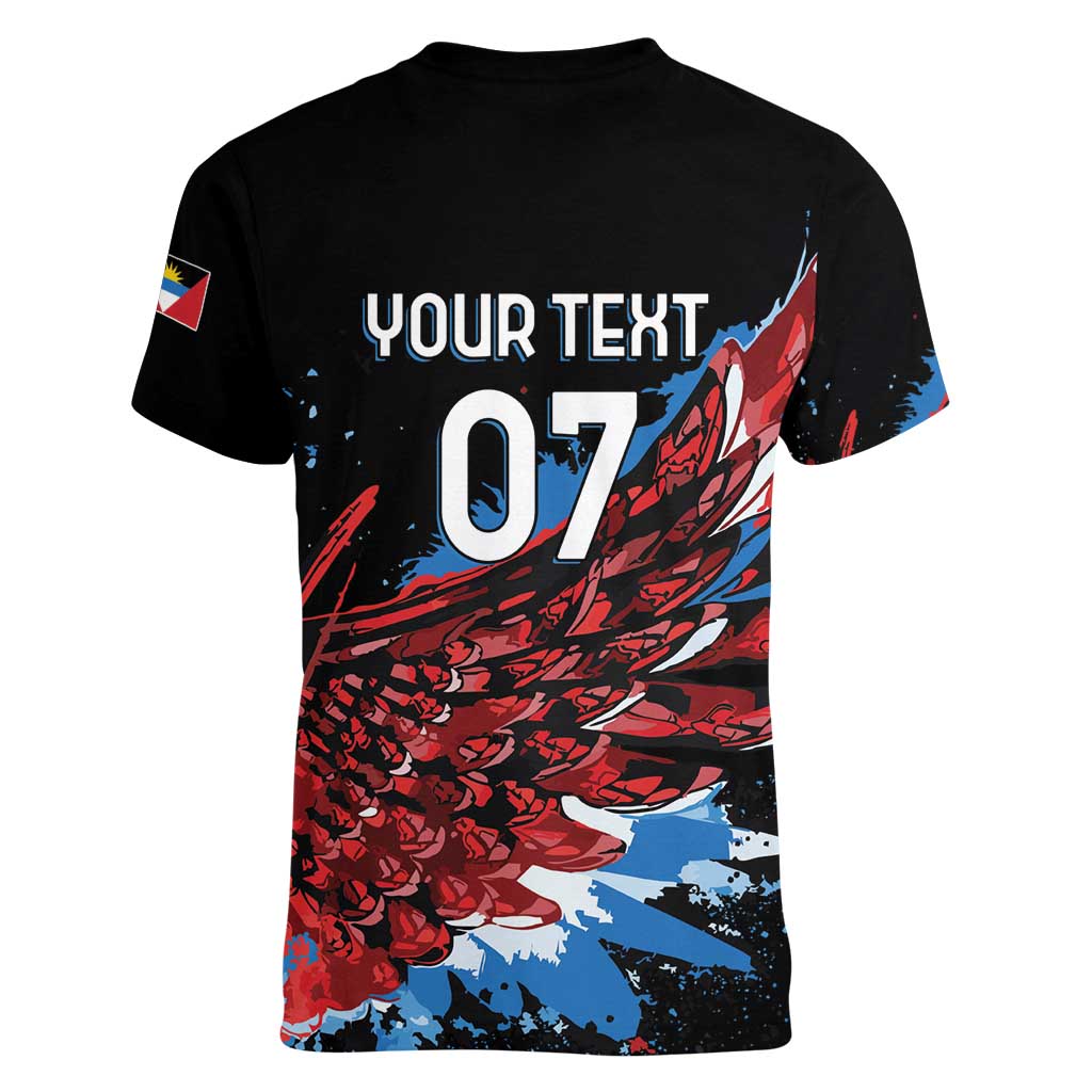 Antigua and Barbuda Cricket Custom Women V-Neck T-Shirt Falcons Wings - Take Off - Wonder Print Shop