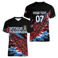 Antigua and Barbuda Cricket Custom Women V-Neck T-Shirt Falcons Wings - Take Off - Wonder Print Shop
