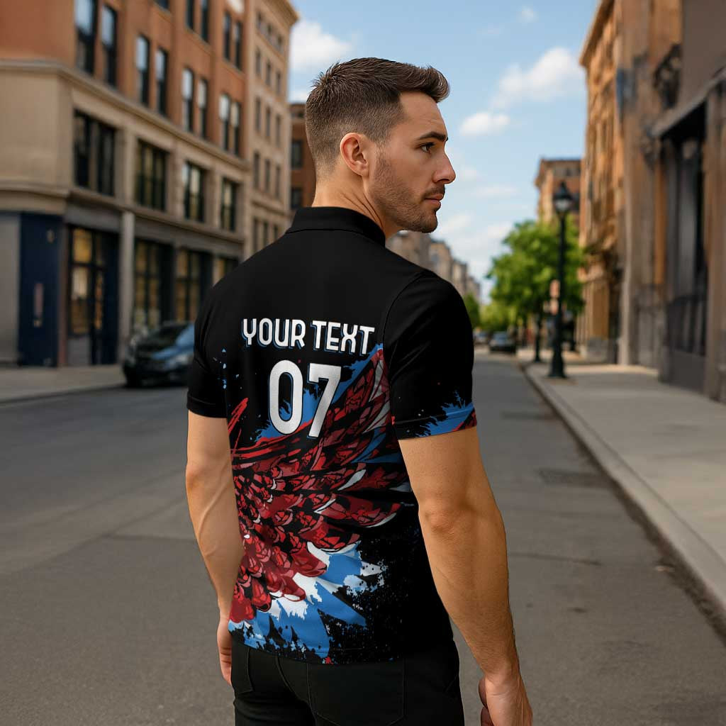 Antigua and Barbuda Cricket Custom Zipper Polo Shirt Falcons Wings - Take Off - Wonder Print Shop