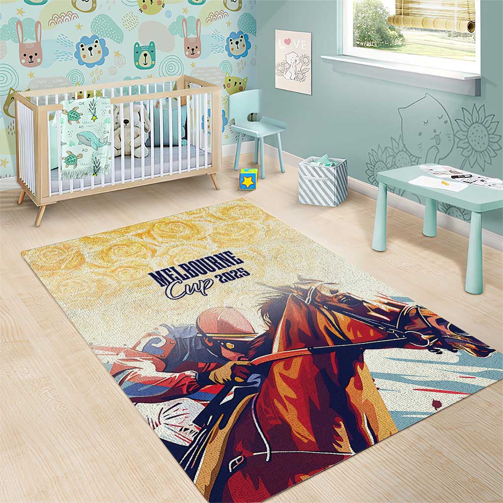 Melbourne Horse Racing Area Rug Yellow Rose Champion - Wonder Print Shop