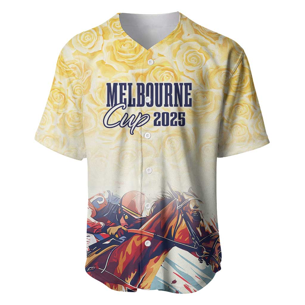 Melbourne Horse Racing Baseball Jersey Yellow Rose Champion - Wonder Print Shop