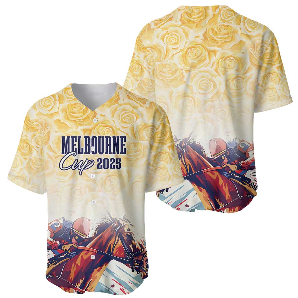 Melbourne Horse Racing Baseball Jersey Yellow Rose Champion - Wonder Print Shop