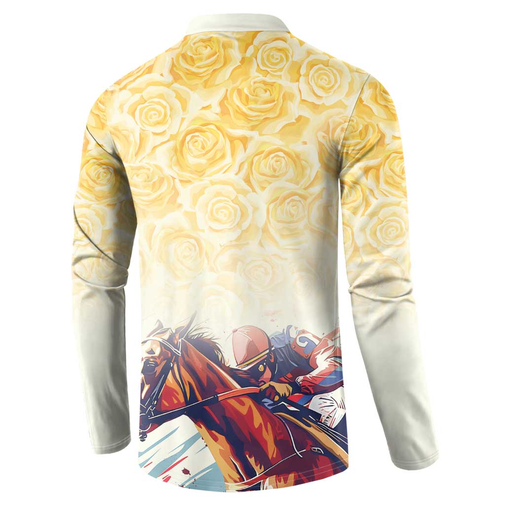 Melbourne Horse Racing Button Sweatshirt Yellow Rose Champion - Wonder Print Shop