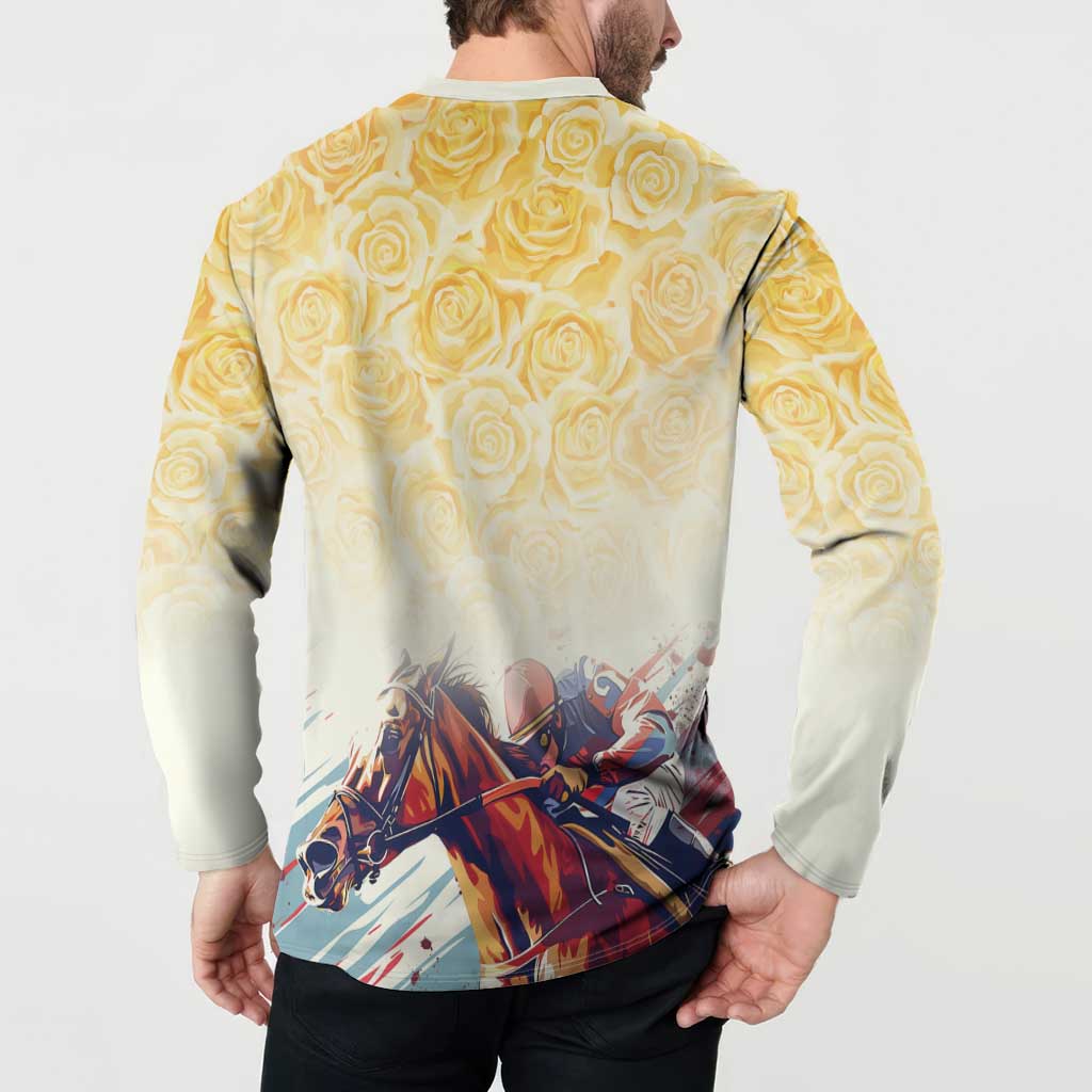 Melbourne Horse Racing Button Sweatshirt Yellow Rose Champion - Wonder Print Shop