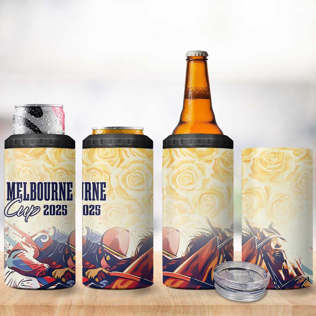 Melbourne Horse Racing 4 in 1 Can Cooler Tumbler Yellow Rose Champion - Wonder Print Shop