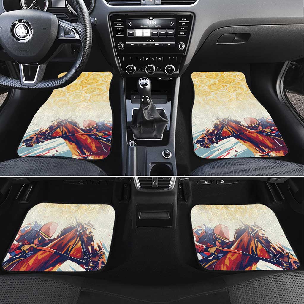 Melbourne Horse Racing Car Mats Yellow Rose Champion - Wonder Print Shop