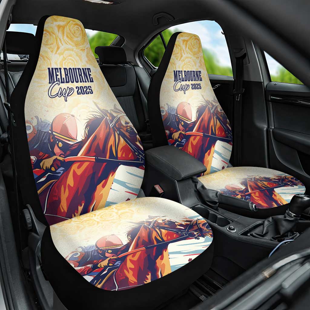 Melbourne Horse Racing Car Seat Cover Yellow Rose Champion - Wonder Print Shop