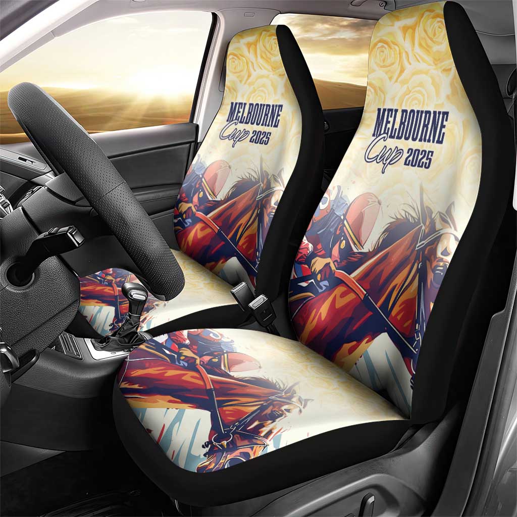 Melbourne Horse Racing Car Seat Cover Yellow Rose Champion - Wonder Print Shop