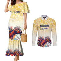 Melbourne Horse Racing Couples Matching Mermaid Dress and Long Sleeve Button Shirt Yellow Rose Champion - Wonder Print Shop