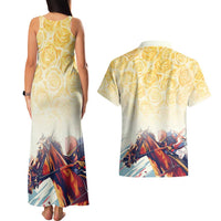Melbourne Horse Racing Couples Matching Tank Maxi Dress and Hawaiian Shirt Yellow Rose Champion - Wonder Print Shop