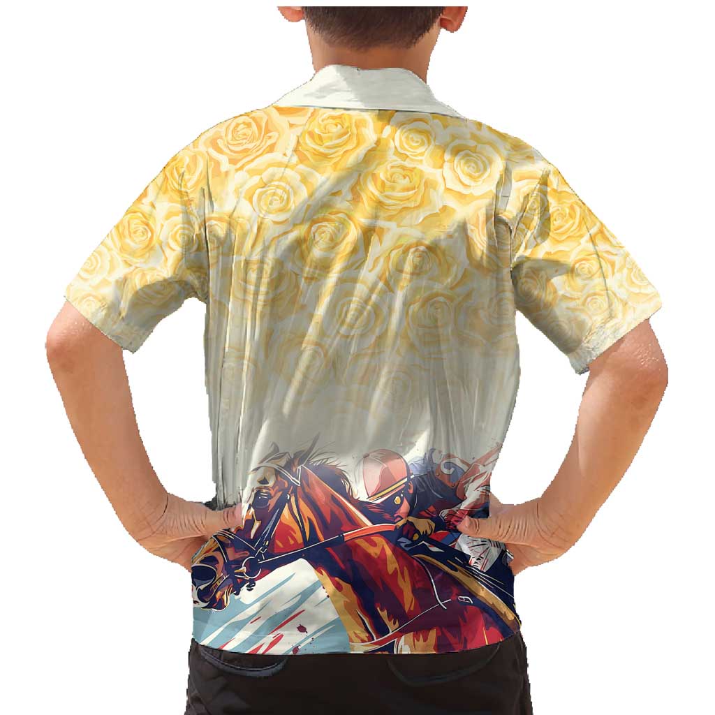 Melbourne Horse Racing Family Matching Mermaid Dress and Hawaiian Shirt Yellow Rose Champion - Wonder Print Shop