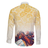 Melbourne Horse Racing Family Matching Off The Shoulder Long Sleeve Dress and Hawaiian Shirt Yellow Rose Champion - Wonder Print Shop
