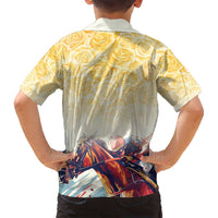 Melbourne Horse Racing Family Matching Summer Maxi Dress and Hawaiian Shirt Yellow Rose Champion - Wonder Print Shop