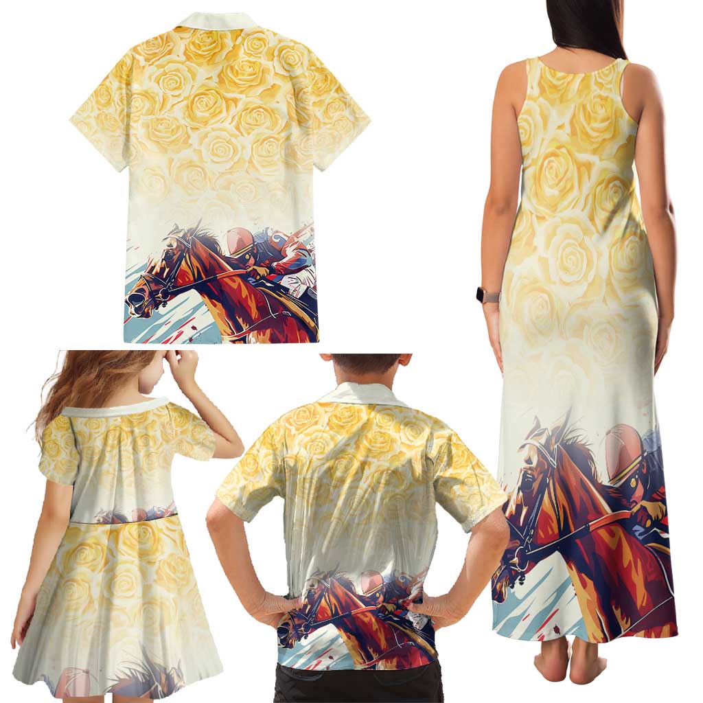 Melbourne Horse Racing Family Matching Tank Maxi Dress and Hawaiian Shirt Yellow Rose Champion - Wonder Print Shop