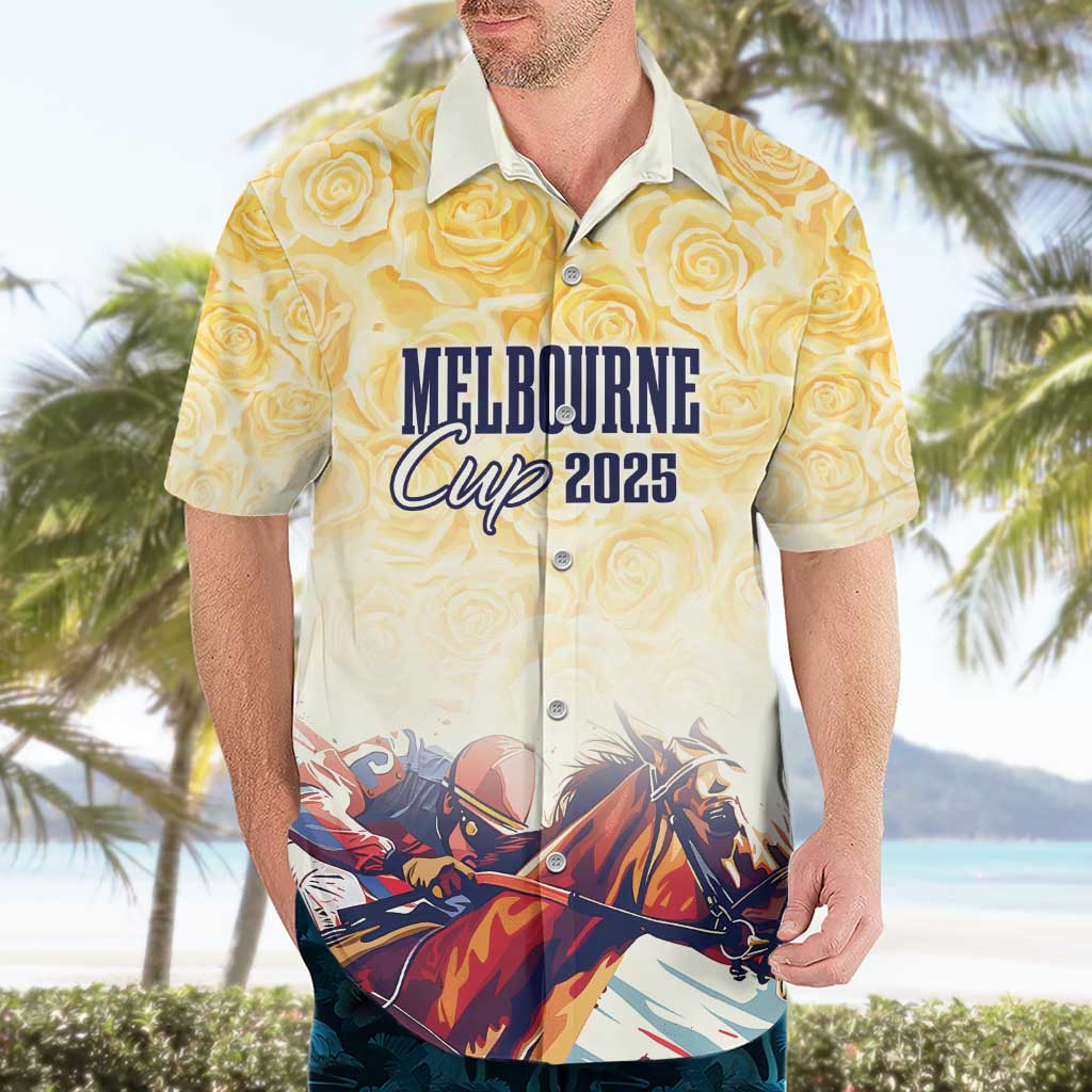 Melbourne Horse Racing Hawaiian Shirt Yellow Rose Champion - Wonder Print Shop
