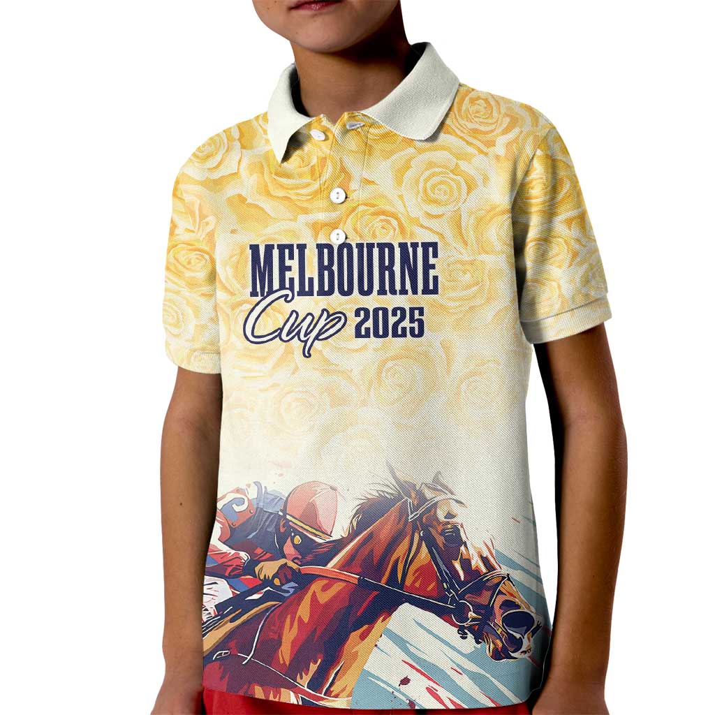 Melbourne Horse Racing Kid Polo Shirt Yellow Rose Champion - Wonder Print Shop