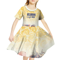 Melbourne Horse Racing Kid Short Sleeve Dress Yellow Rose Champion - Wonder Print Shop