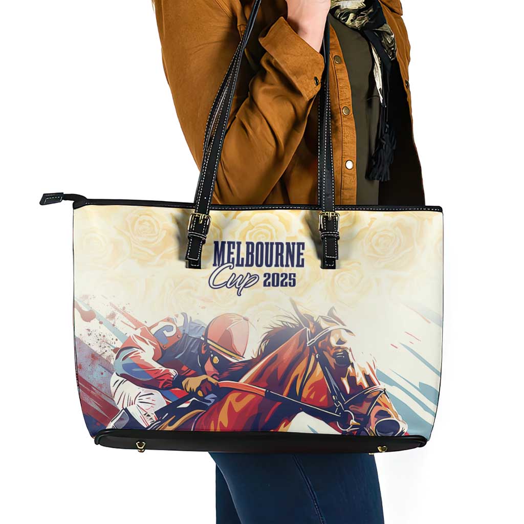 Melbourne Horse Racing Leather Tote Bag Yellow Rose Champion - Wonder Print Shop