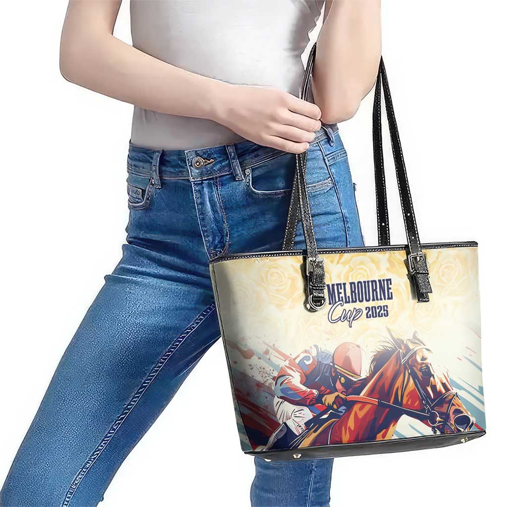 Melbourne Horse Racing Leather Tote Bag Yellow Rose Champion - Wonder Print Shop