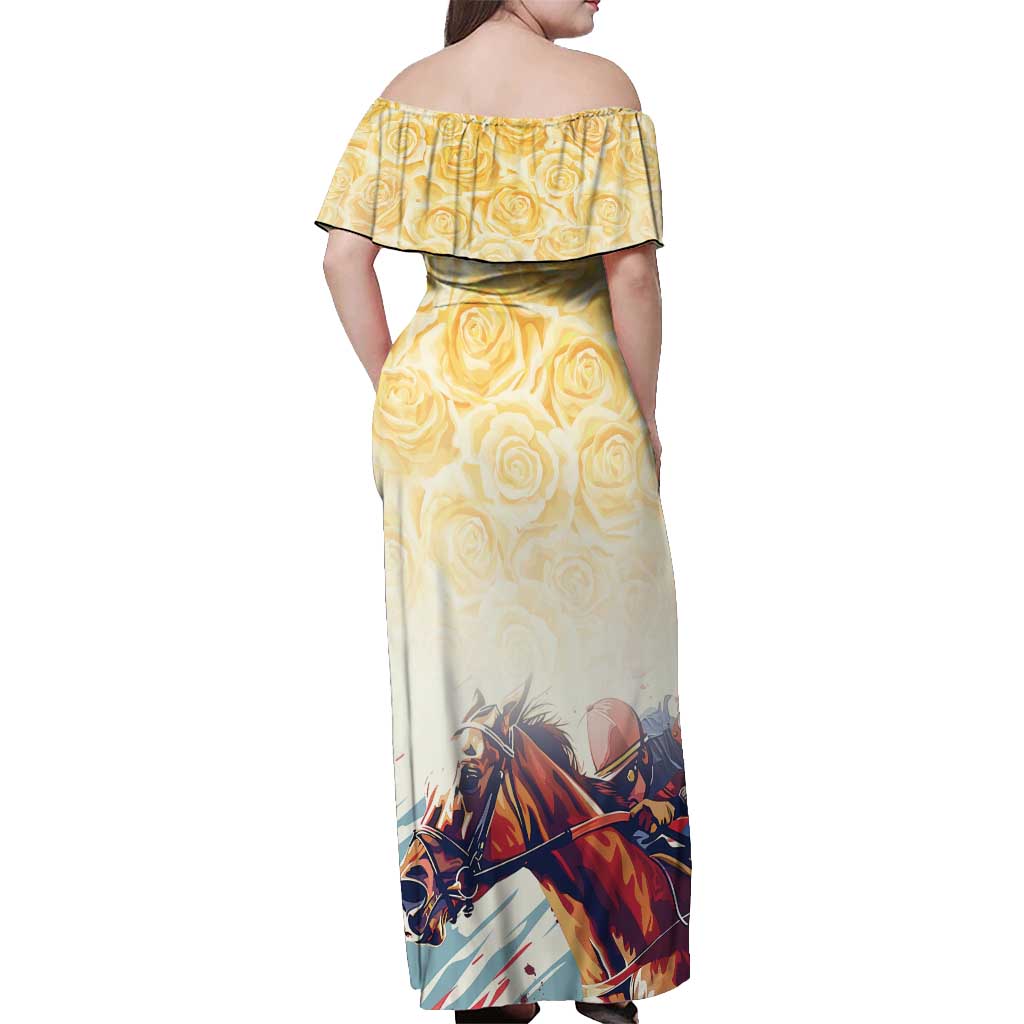 Melbourne Horse Racing Off Shoulder Maxi Dress Yellow Rose Champion - Wonder Print Shop