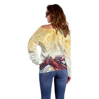 Melbourne Horse Racing Off Shoulder Sweater Yellow Rose Champion - Wonder Print Shop