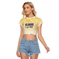 Melbourne Horse Racing Raglan Cropped T Shirt Yellow Rose Champion - Wonder Print Shop