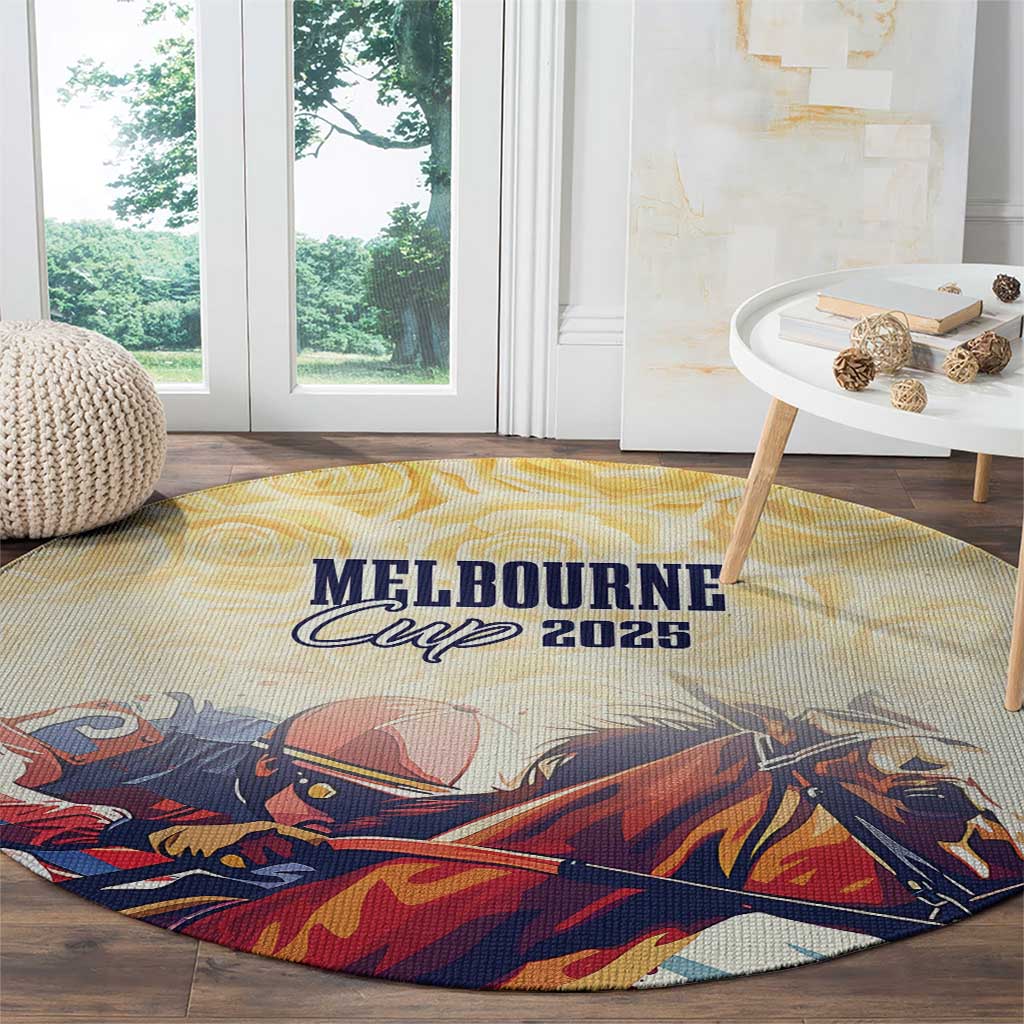 Melbourne Horse Racing Round Carpet Yellow Rose Champion - Wonder Print Shop