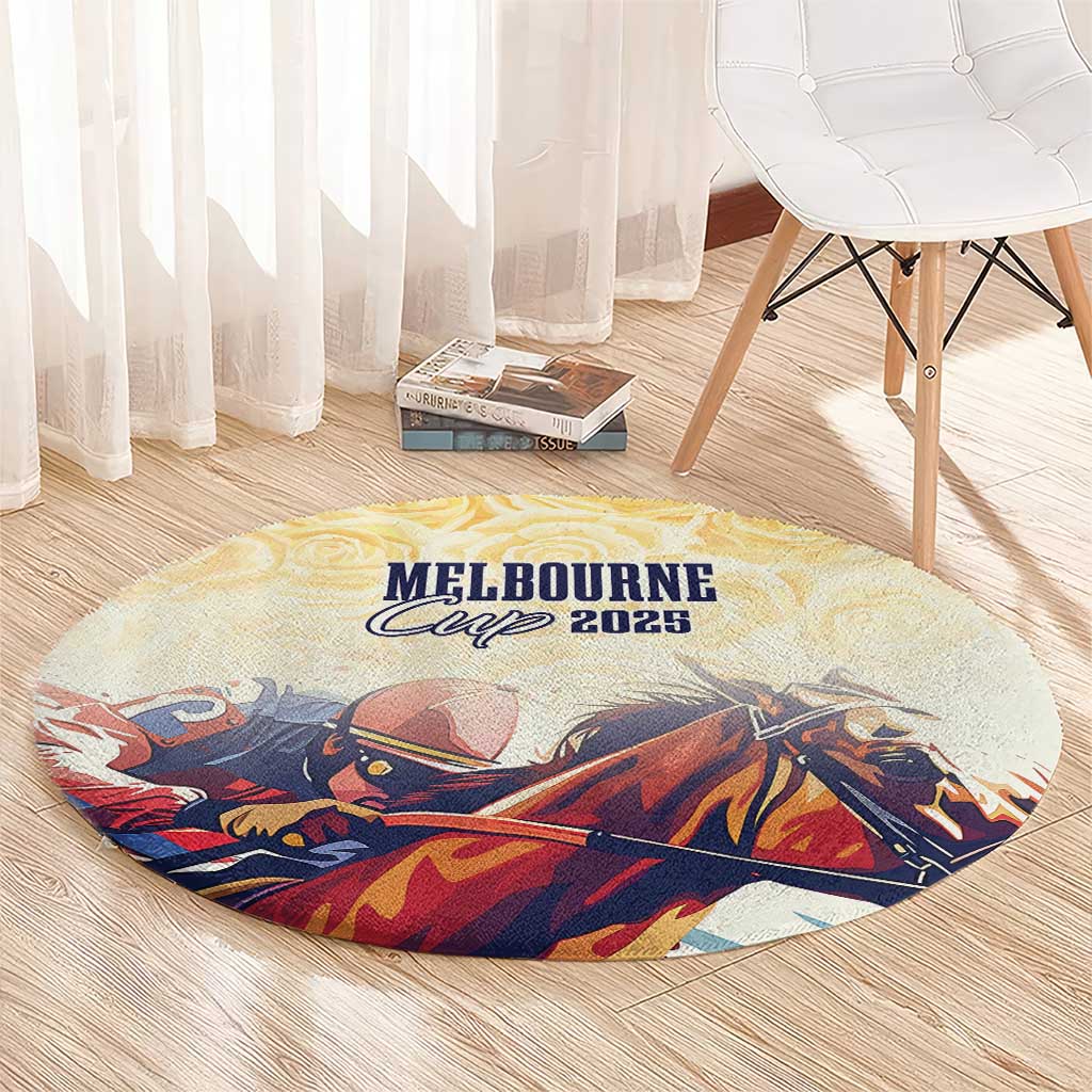 Melbourne Horse Racing Round Carpet Yellow Rose Champion - Wonder Print Shop