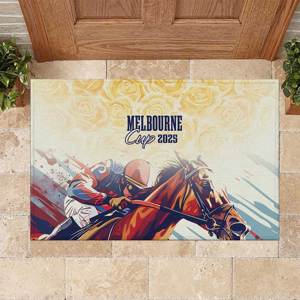 Melbourne Horse Racing Rubber Doormat Yellow Rose Champion - Wonder Print Shop