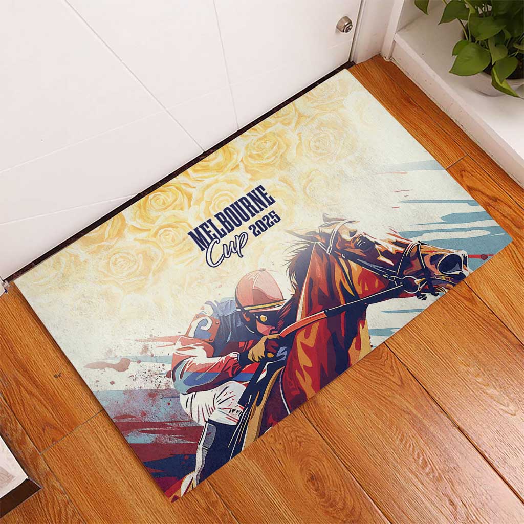 Melbourne Horse Racing Rubber Doormat Yellow Rose Champion - Wonder Print Shop
