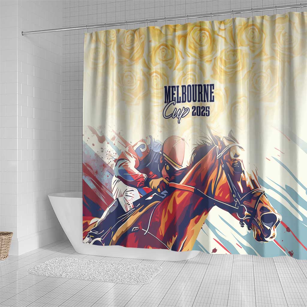Melbourne Horse Racing Shower Curtain Yellow Rose Champion - Wonder Print Shop
