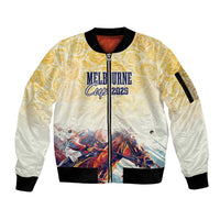 Melbourne Horse Racing Sleeve Zip Bomber Jacket Yellow Rose Champion - Wonder Print Shop
