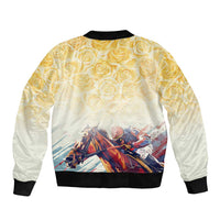 Melbourne Horse Racing Sleeve Zip Bomber Jacket Yellow Rose Champion - Wonder Print Shop