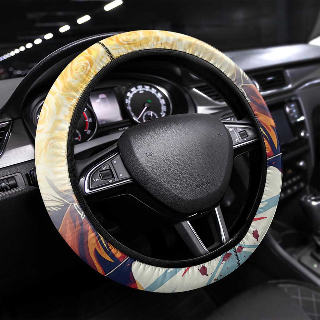 Melbourne Horse Racing Steering Wheel Cover Yellow Rose Champion - Wonder Print Shop
