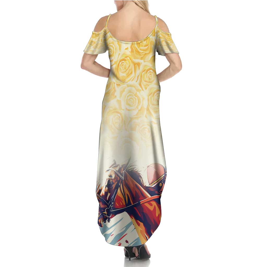 Melbourne Horse Racing Summer Maxi Dress Yellow Rose Champion - Wonder Print Shop