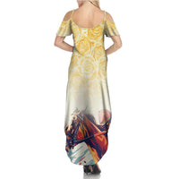 Melbourne Horse Racing Summer Maxi Dress Yellow Rose Champion - Wonder Print Shop