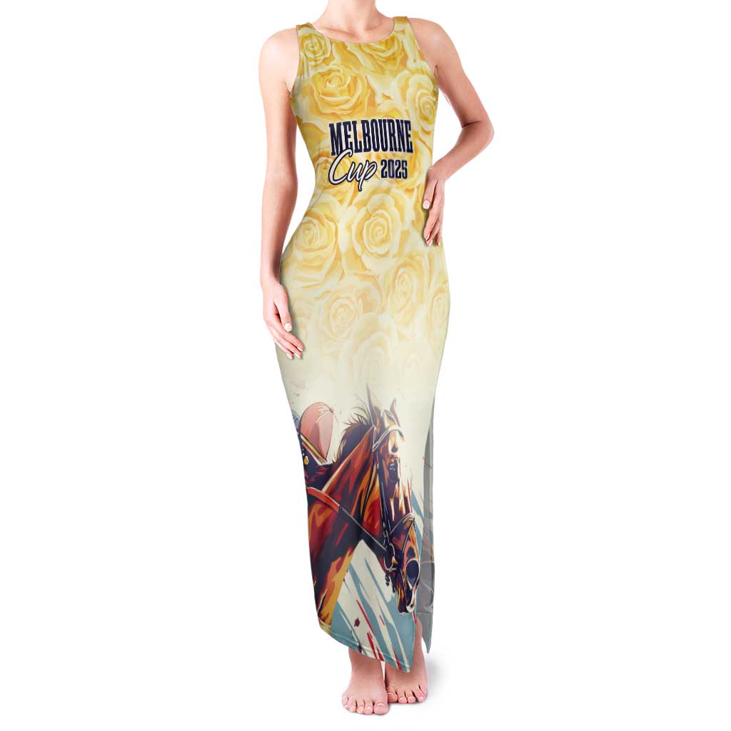 Melbourne Horse Racing Tank Maxi Dress Yellow Rose Champion - Wonder Print Shop