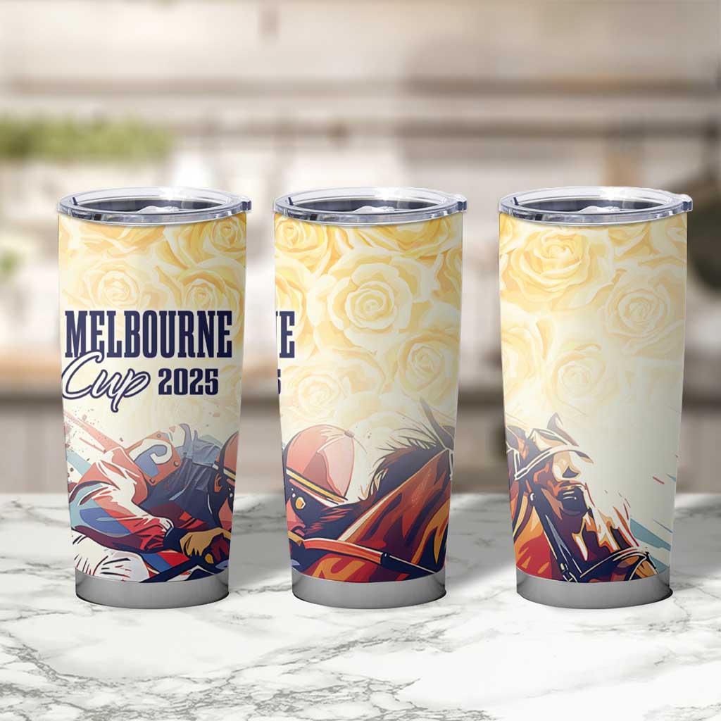 Melbourne Horse Racing Tumbler Cup Yellow Rose Champion - Wonder Print Shop