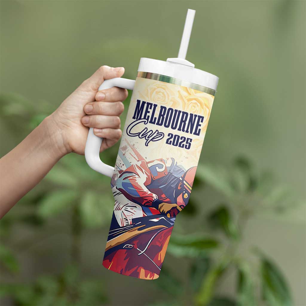 Melbourne Horse Racing Tumbler With Handle Yellow Rose Champion - Wonder Print Shop