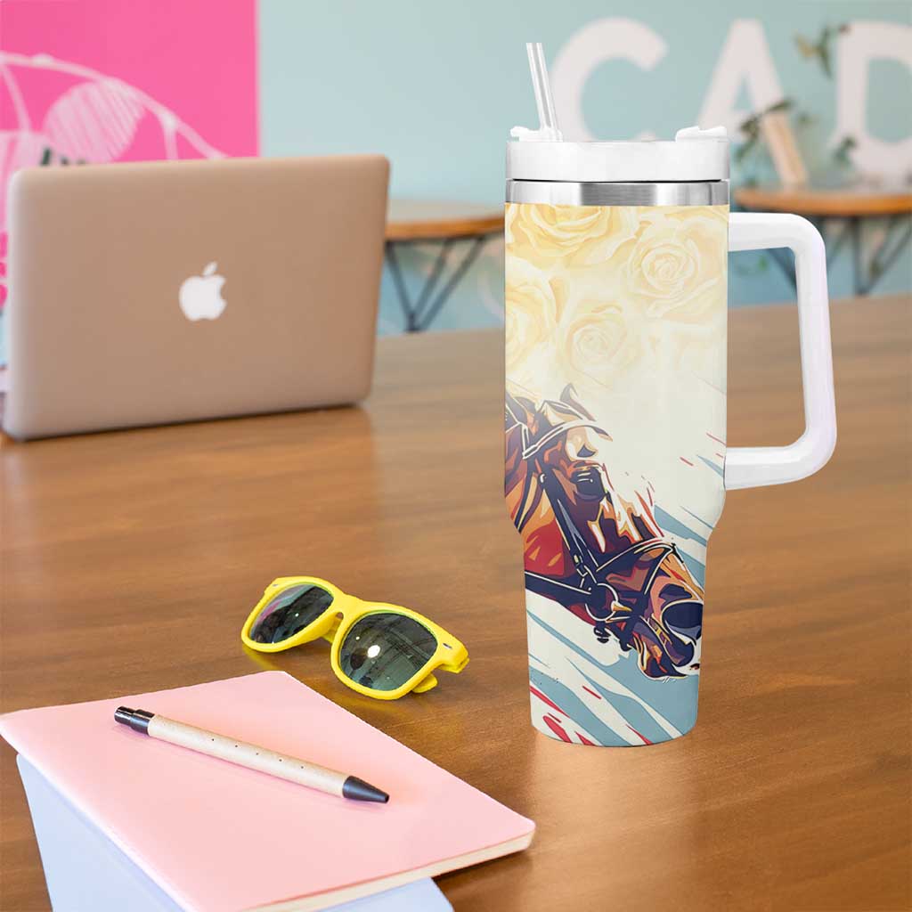 Melbourne Horse Racing Tumbler With Handle Yellow Rose Champion - Wonder Print Shop