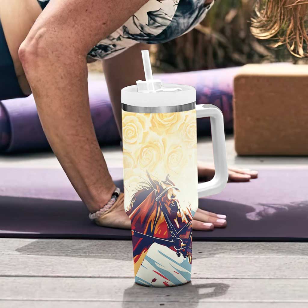 Melbourne Horse Racing Tumbler With Handle Yellow Rose Champion - Wonder Print Shop