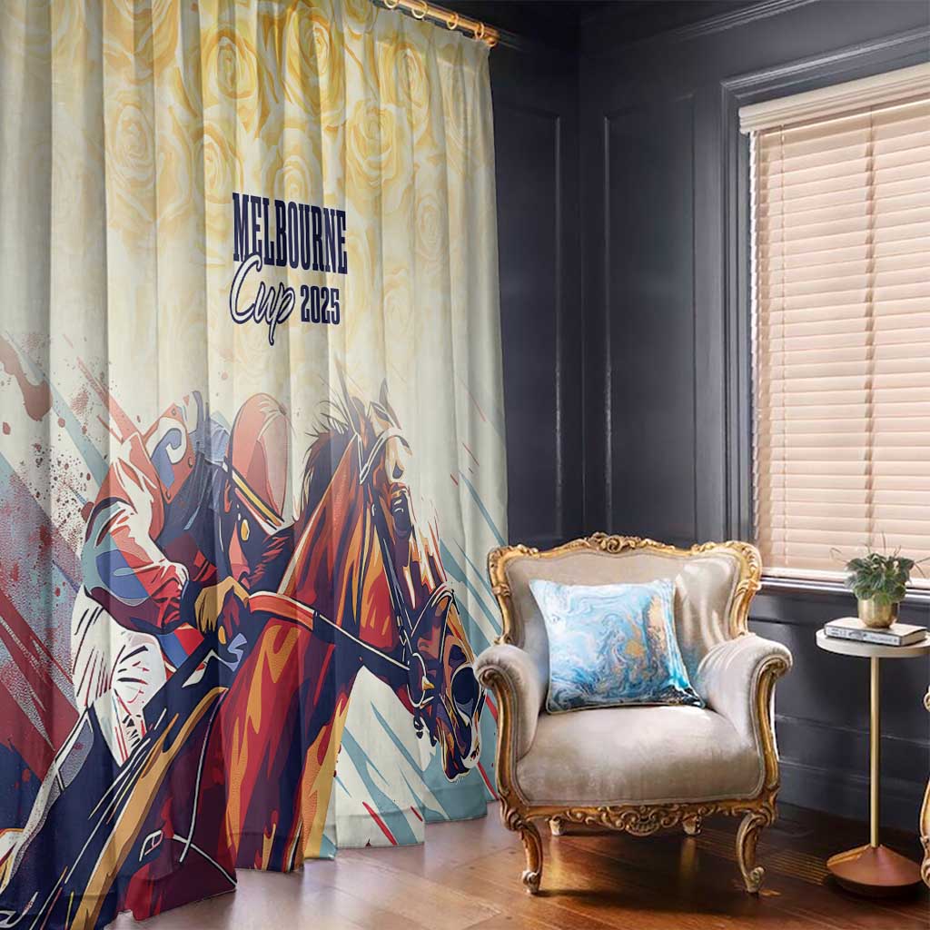 Melbourne Horse Racing Window Curtain Yellow Rose Champion - Wonder Print Shop
