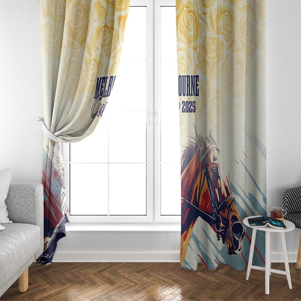 Melbourne Horse Racing Window Curtain Yellow Rose Champion - Wonder Print Shop