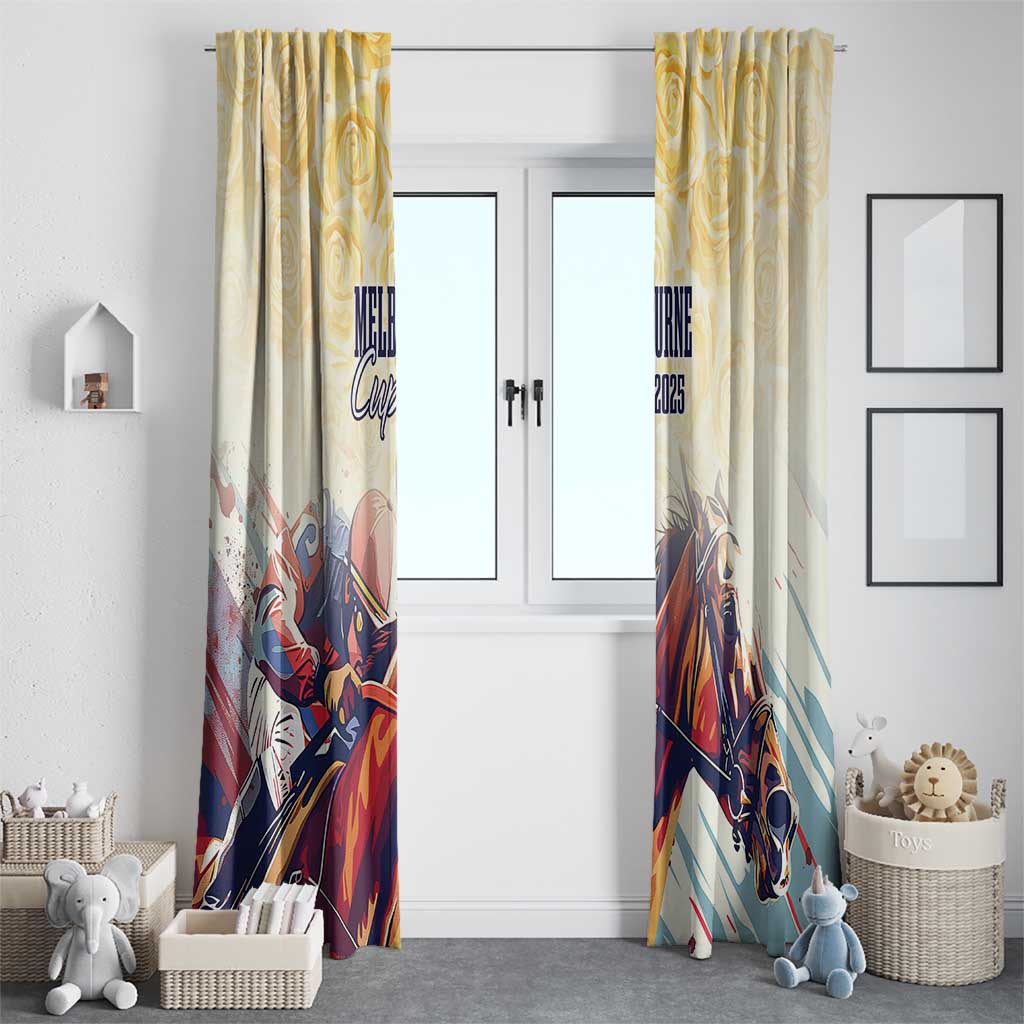 Melbourne Horse Racing Window Curtain Yellow Rose Champion - Wonder Print Shop